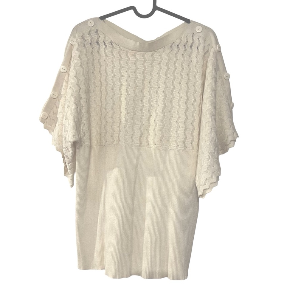 2/$15 Joseph A XL white cotton blend knit short sleeve light sweater top 2010s